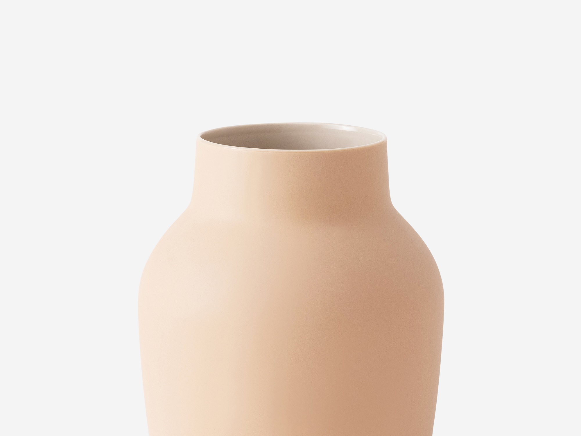 Detail view of medium blush ceramic vase